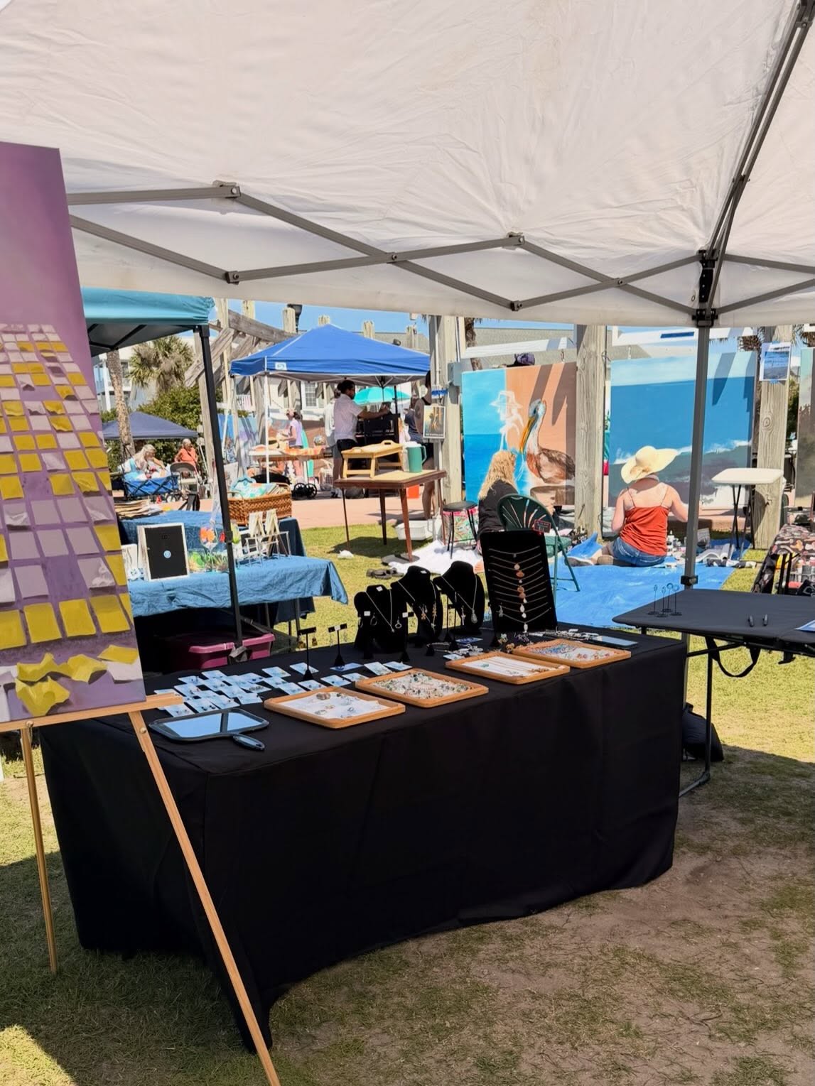 Outdoor market booth with CobaltPier display table