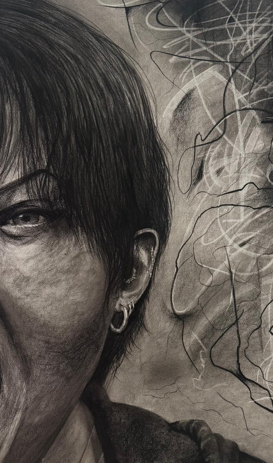 Angry Daughter charcoal drawing by Kiley Honsinger
