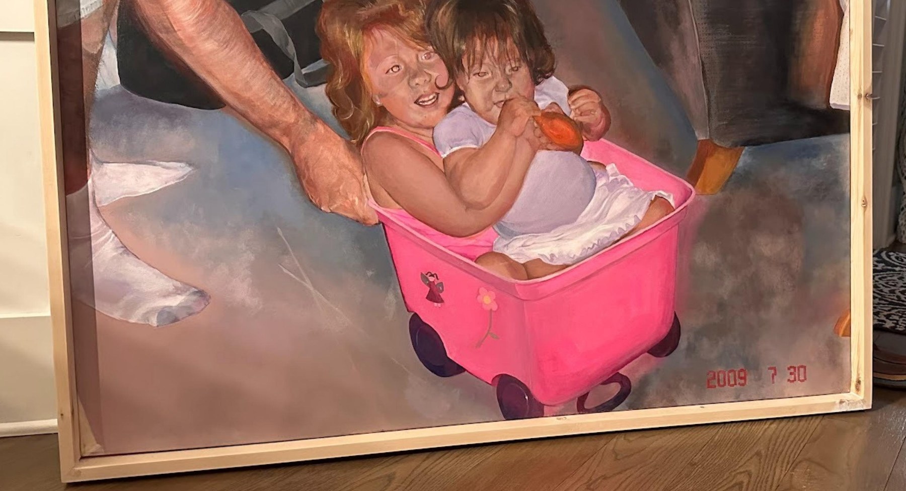 Pink and Purple Sisters acrylic painting by Kiley Honsinger