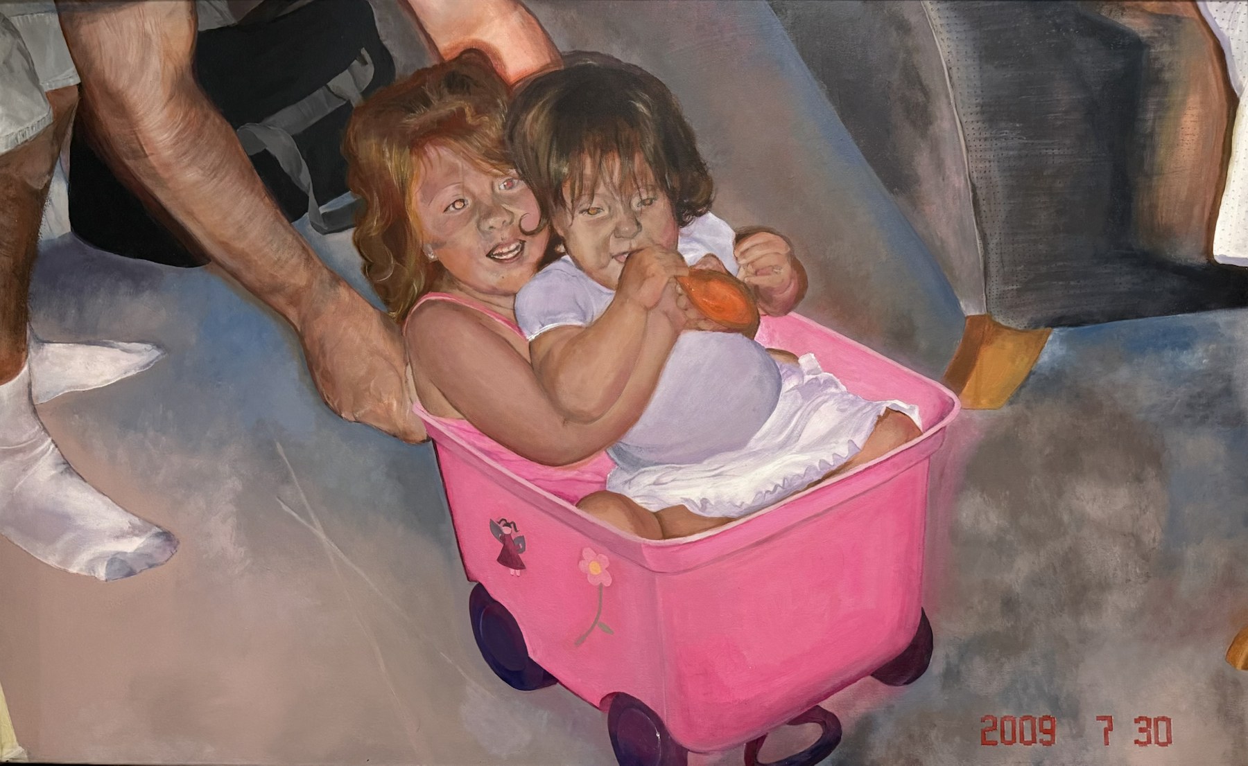 Pink and Purple Sisters custom painting by Kiley Honsinger