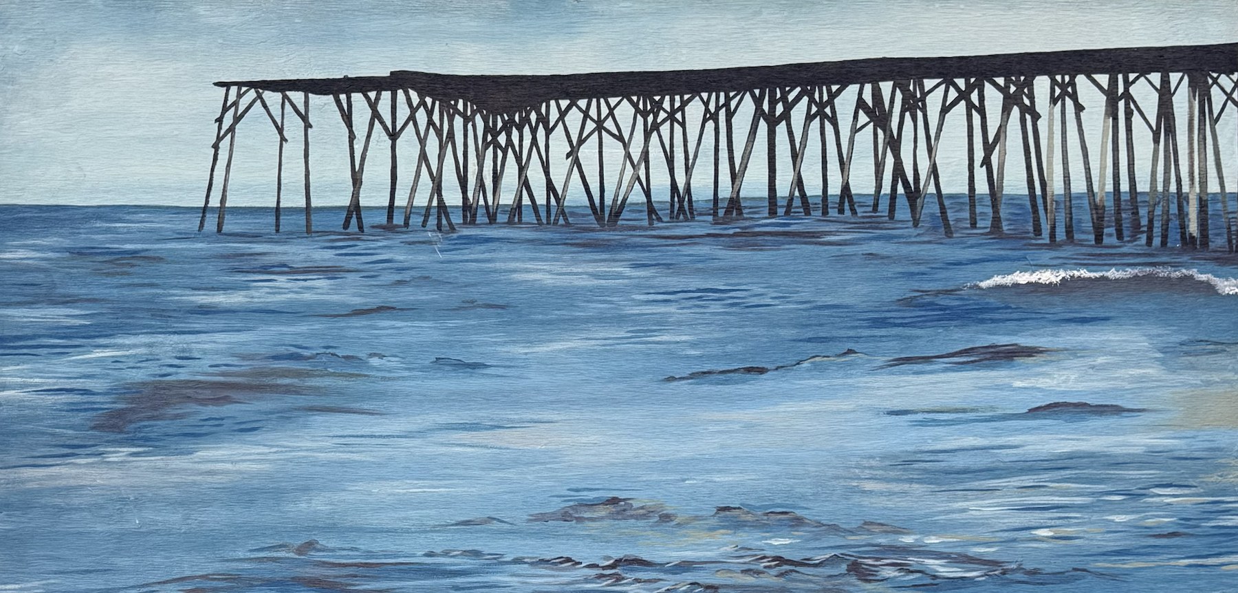 Carolina Beach pier painting by Kiley Honsinger